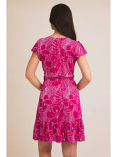 Load image into Gallery viewer, Faux Wrap Wide Side Tie Ruffle Dress
