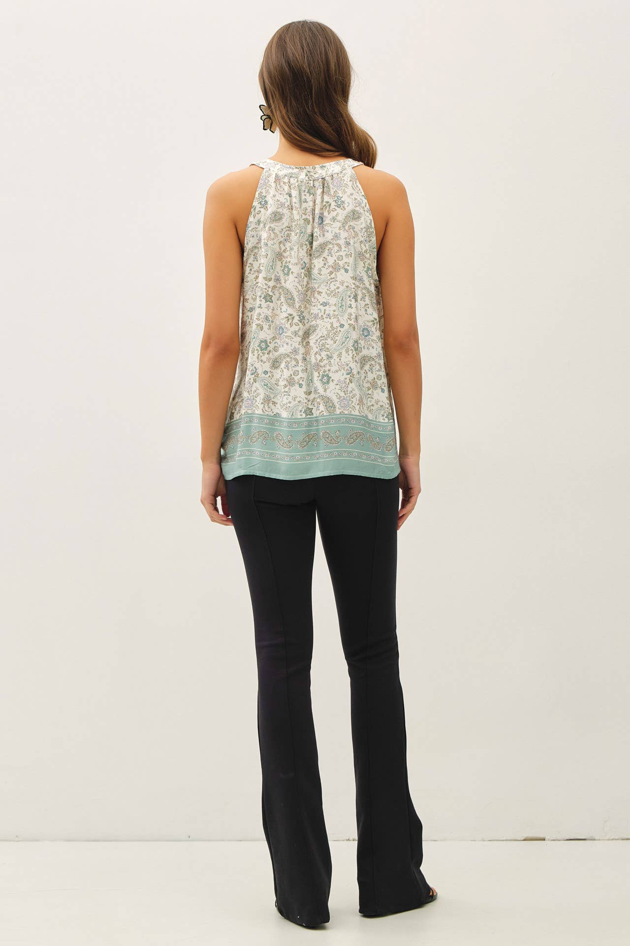 Paisley V-Neck Button Up Tank Top
