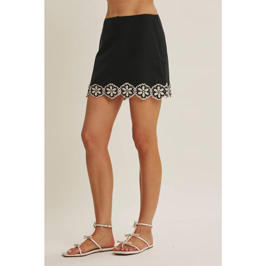 Linen Blend Crochet Lace Skort