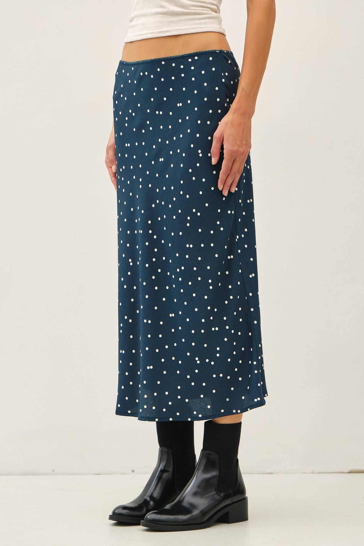 Dots Print Midi Skirt