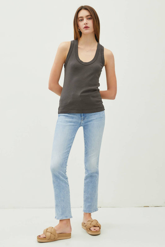 Fitted Cotton Scoop Neck Tank Top