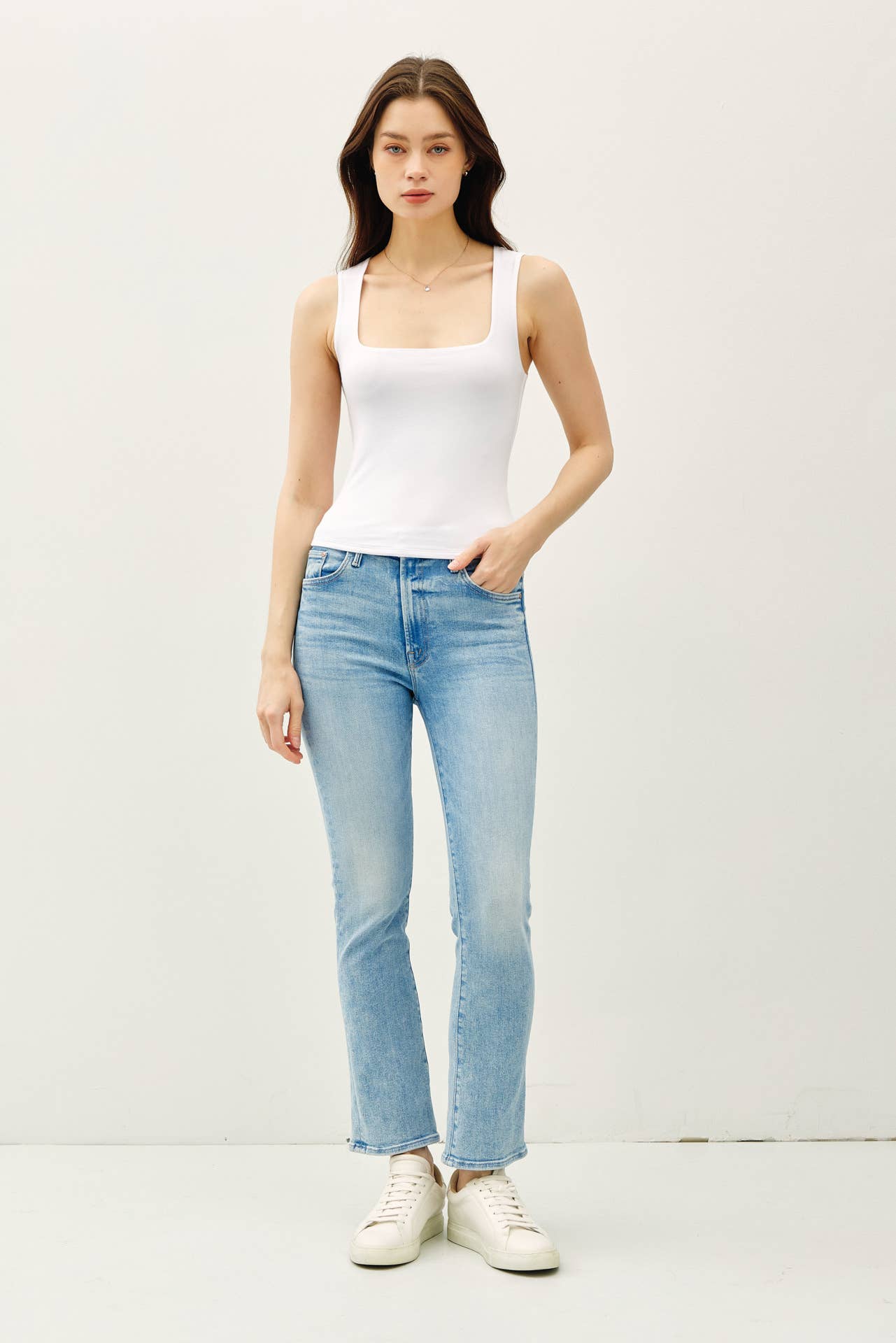 Square Neck Jersey Fitted Tank