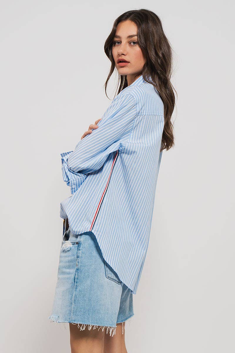 Striped Statement Button Shirt