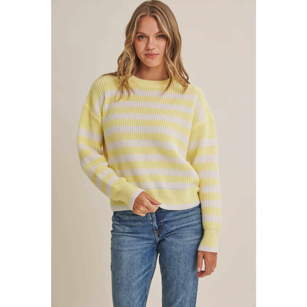 Relaxed Fit Striped Pullover Sweater