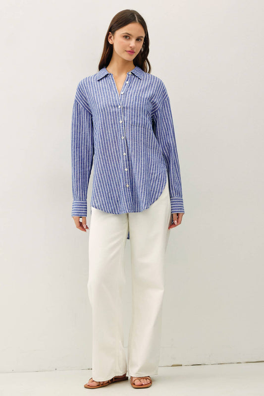 Cotton-Linen Blend Button Down Shirt