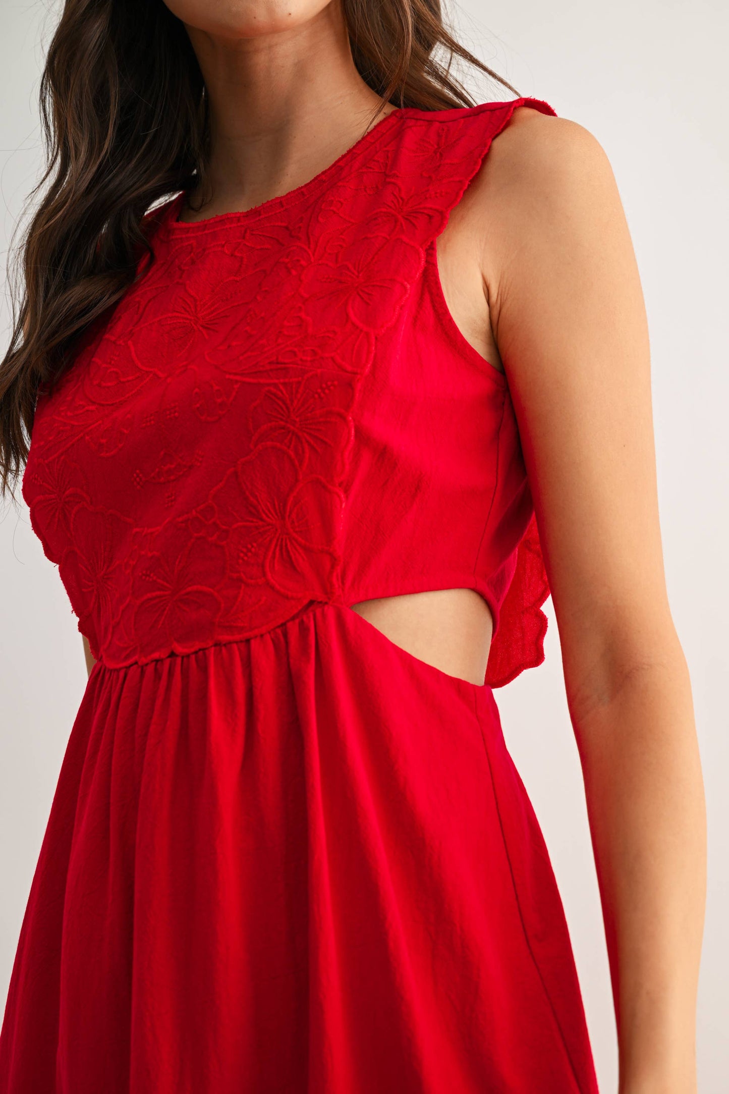 Rental- Camellia Red Cut Out Maxi Dress