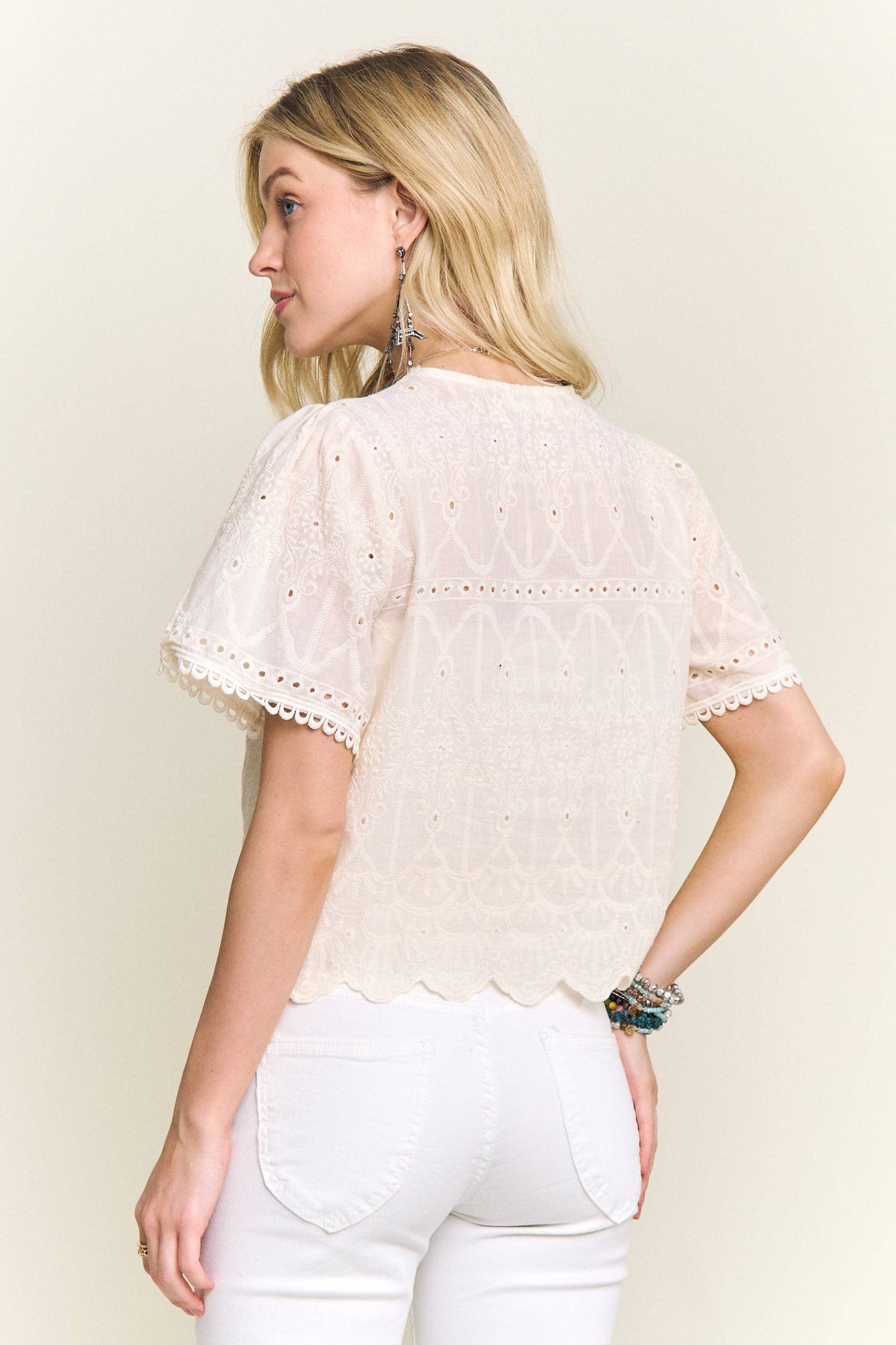 V-Neck Embroidered Boho Top