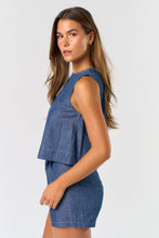 Load image into Gallery viewer, Sleeveless Denim Top with Matching Shorts
