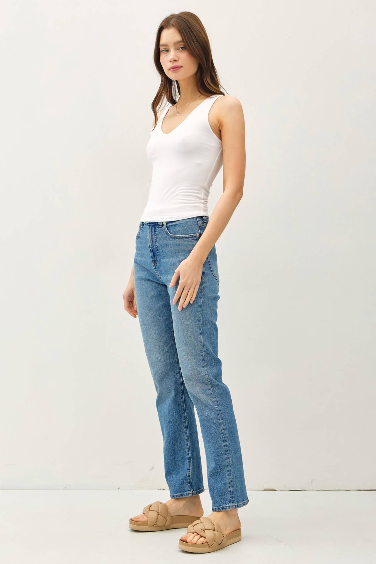 Full Length V-Neck Jersey Tank Top