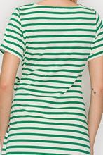 Load image into Gallery viewer, Green Striped Knit Mini Dress with Front Tie 
