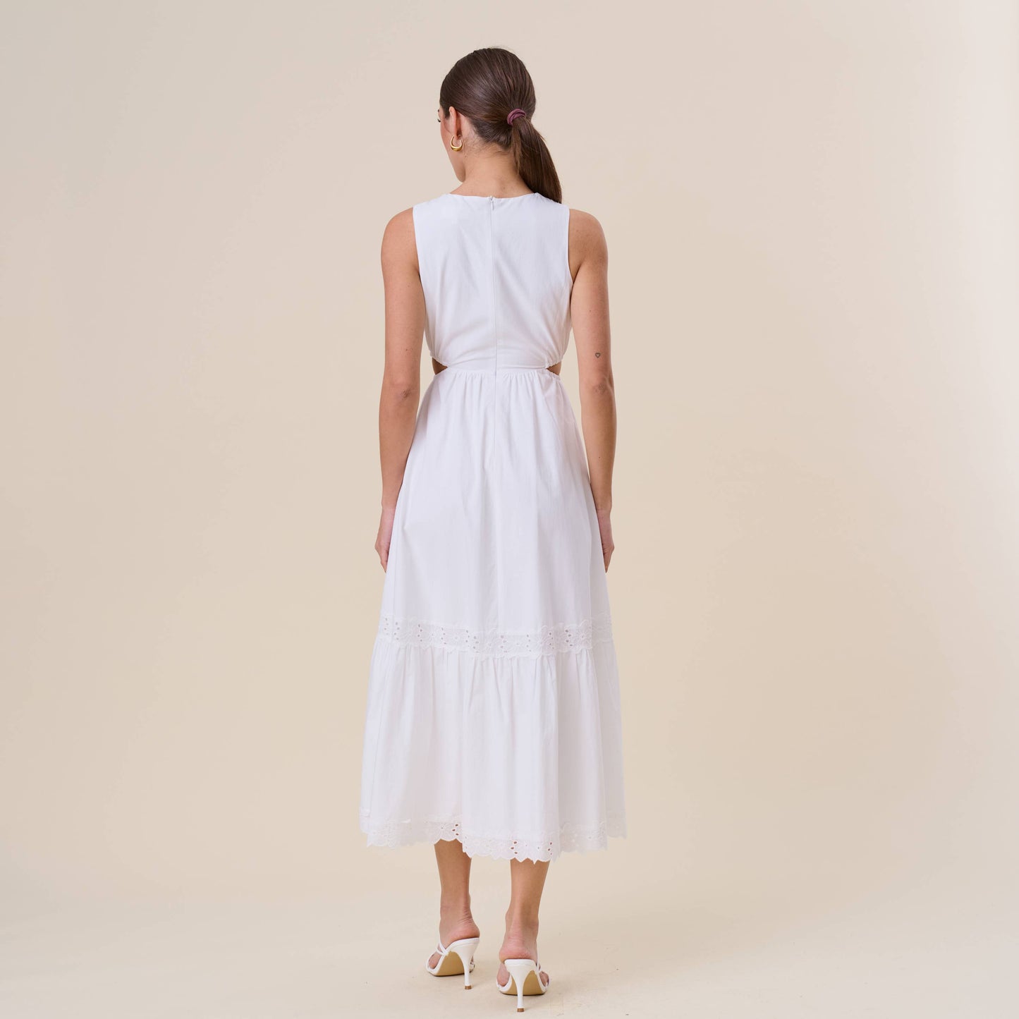 Rental- White Embroidered Sleeveless Maxi Dress