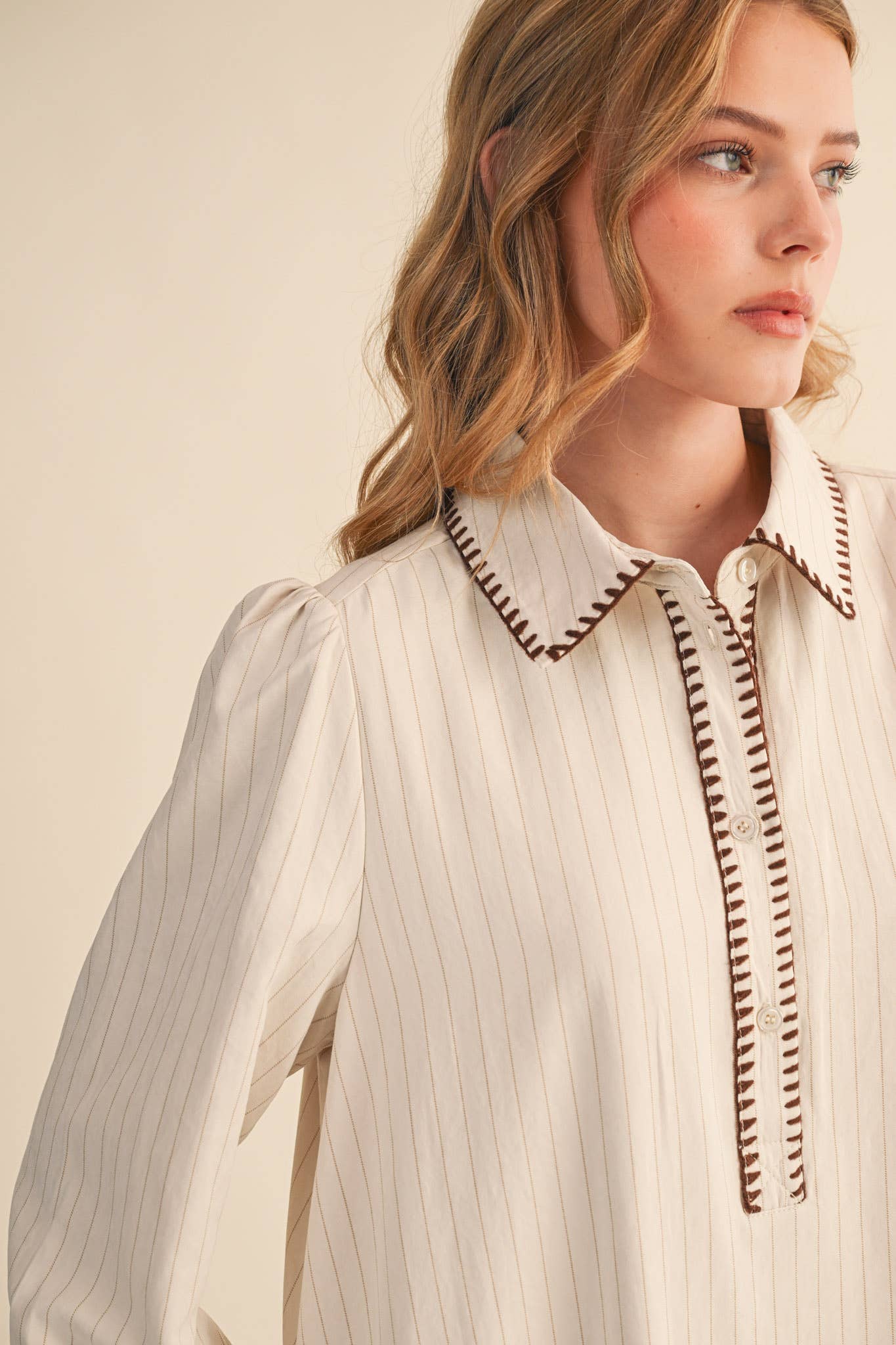 Rental - Contrast Stitch Striped Mini Dress