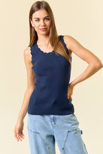 Load image into Gallery viewer, Scalloped Scoop Neck Sleeveless Knit Sweater Top
