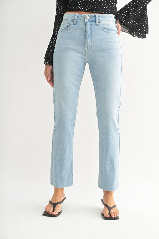 Cut Off Cropped Straight Leg Jeans