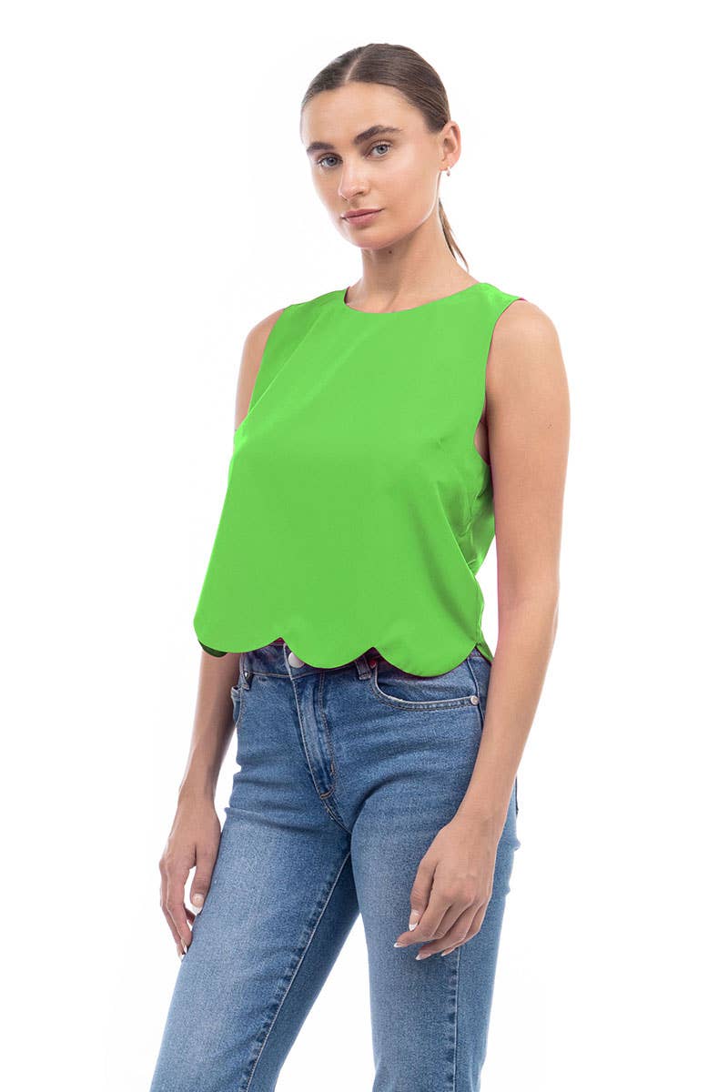 Scalloped Hem Sleeveless Top