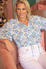 Load image into Gallery viewer, Embroidered Floral Beaded Tie Neck Top

