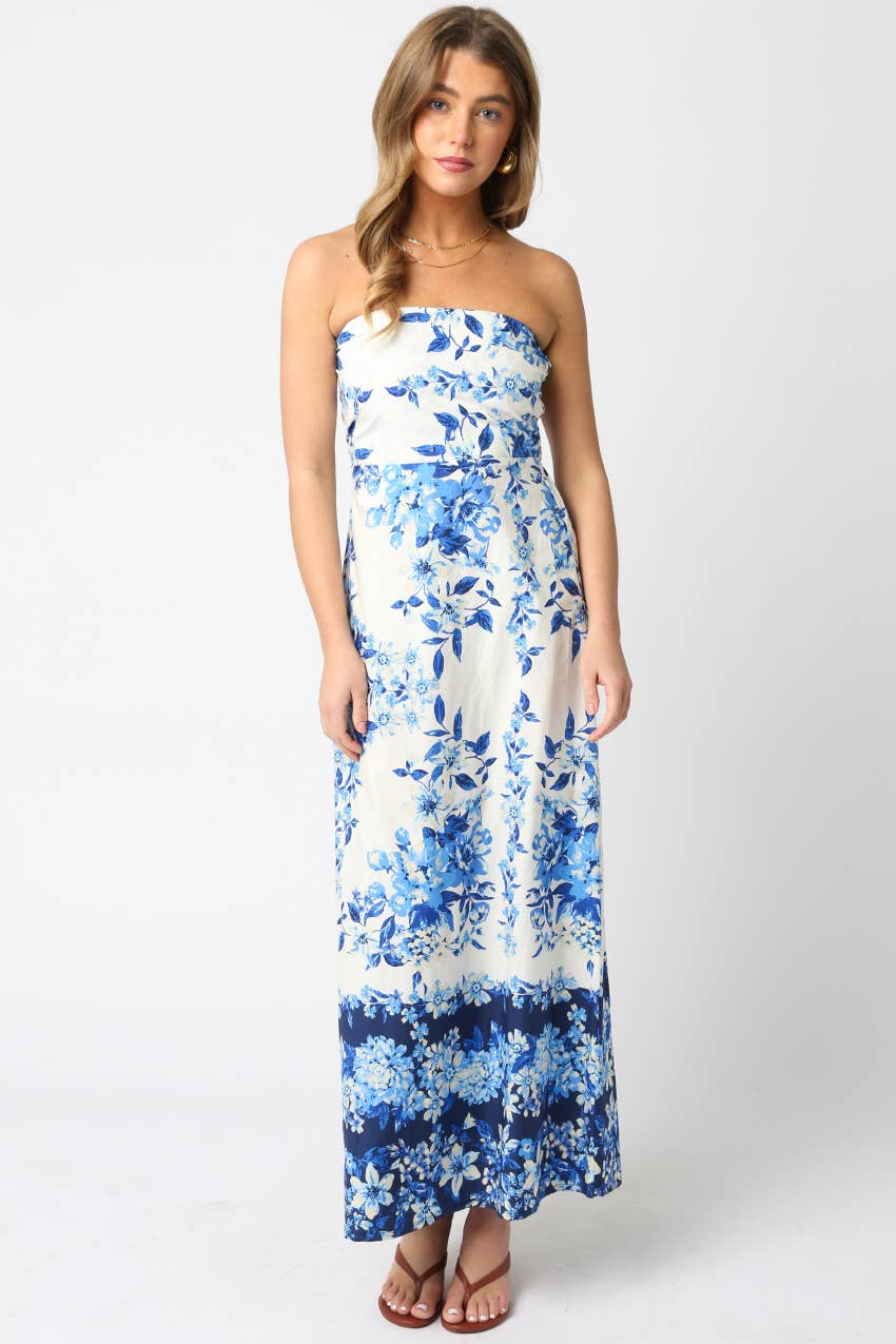 Strapless Floral Maxi Dress