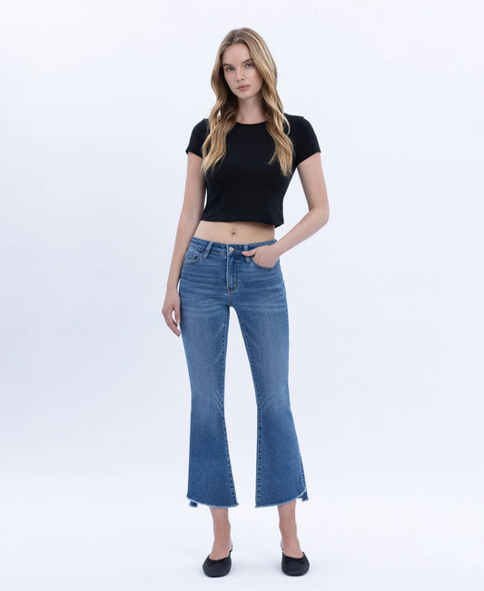 Alison Mid Rise Step Hem Crop Flare