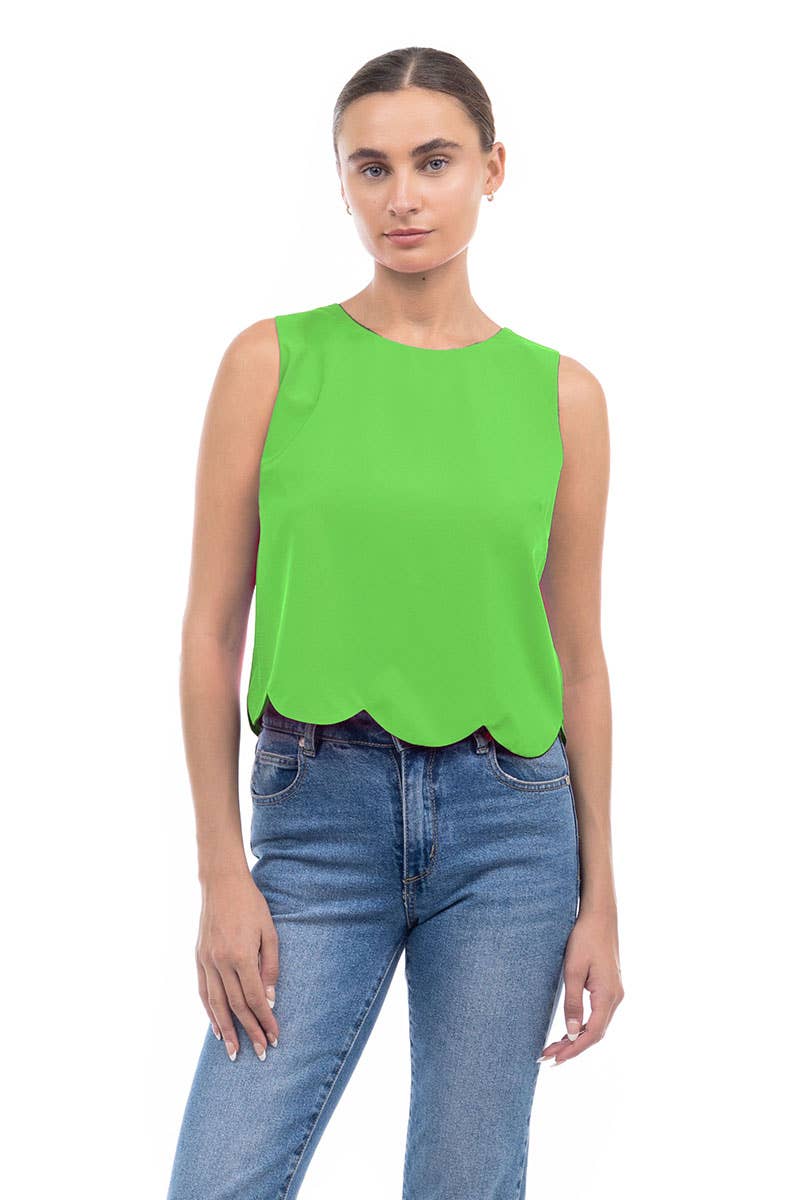 Scalloped Hem Sleeveless Top