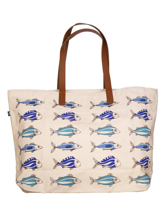 Toledo Tote- Cream/Blue