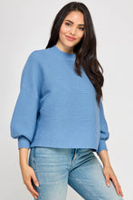 Load image into Gallery viewer, Balloon Sleeve Mock Neck Ribbed Sweater
