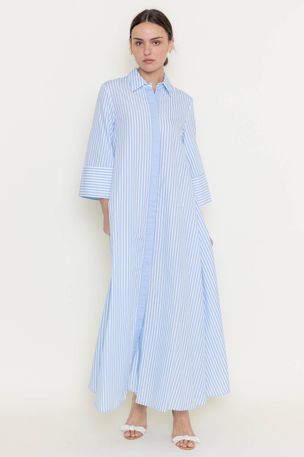 Striped Relaxed Fit Shirt Maxi Dress