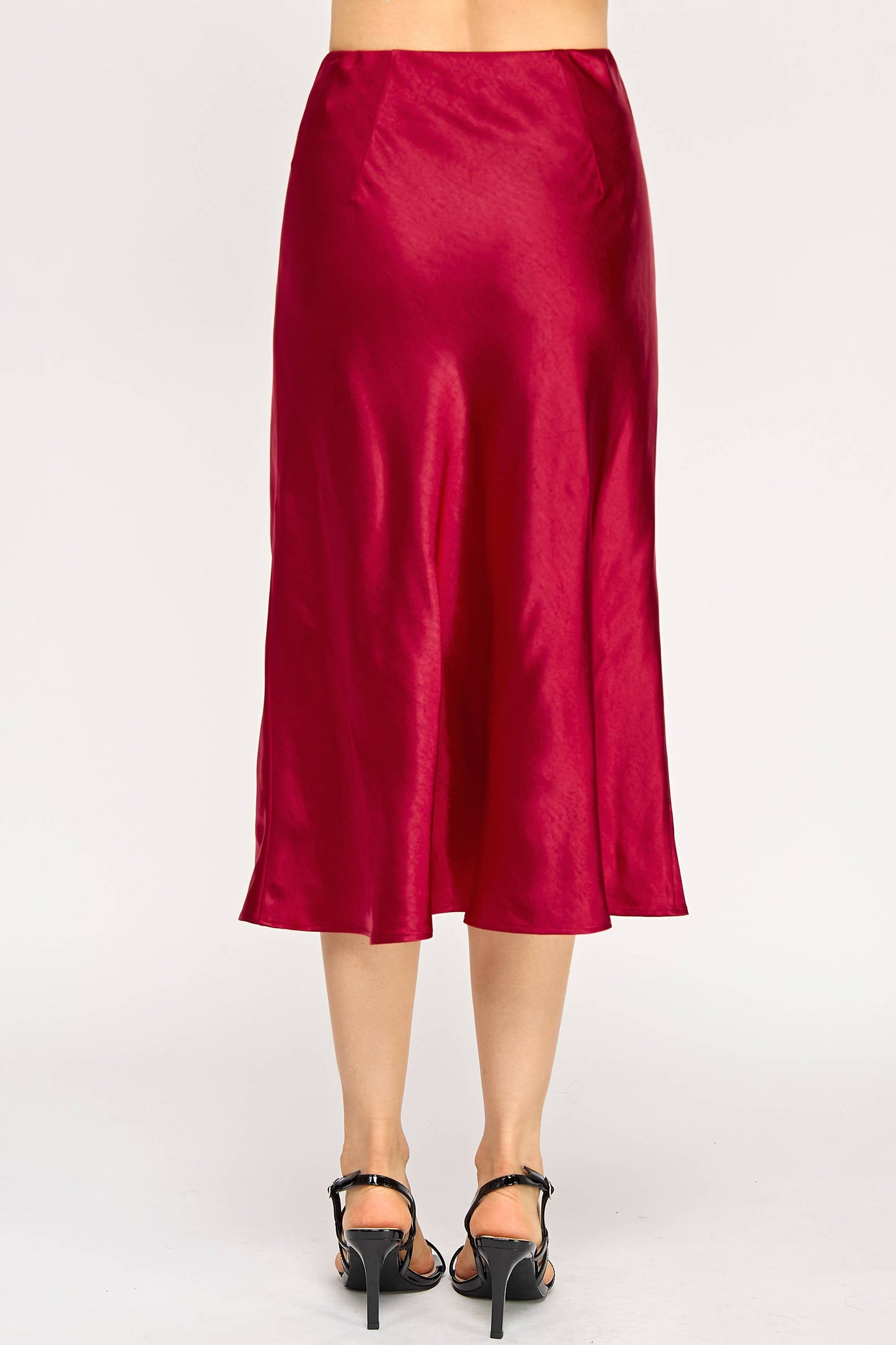Satin High Waist Midi Skirt