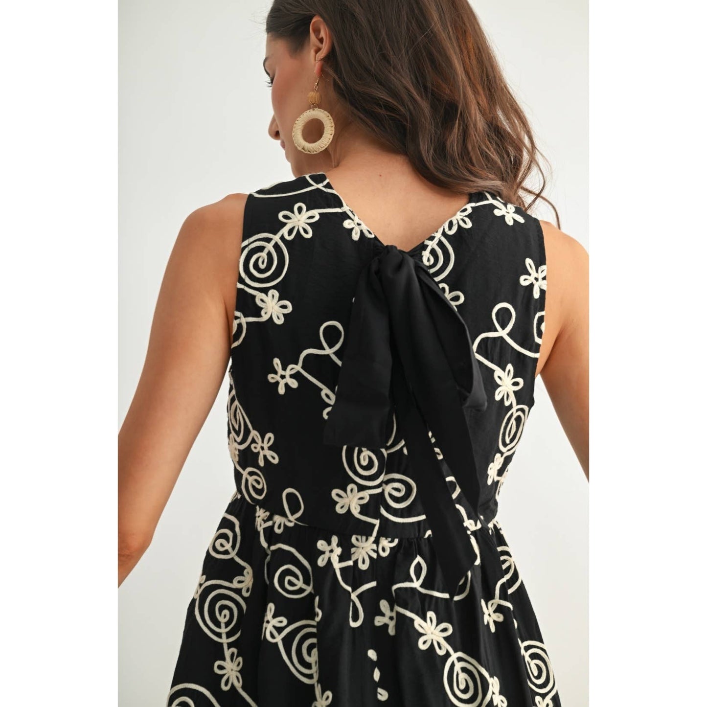 Embroidered Black Dress