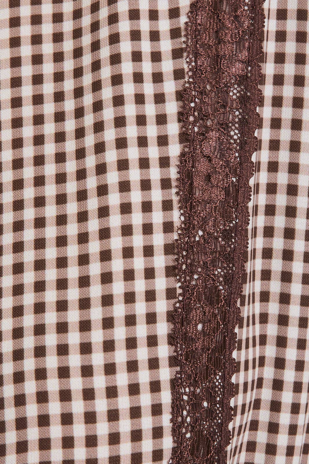 Check Print Lace Trim Maxi Dress