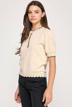 Load image into Gallery viewer, Scalloped Trim Short Sleeve Sweater Top
