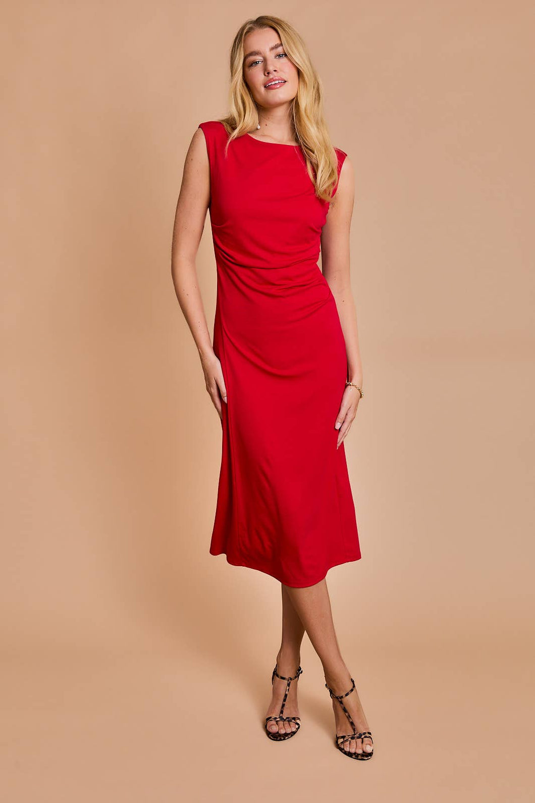 Gathered Back Sleeveless Midi Dress