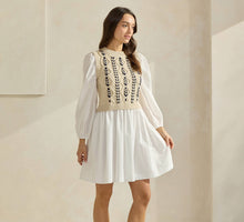 Load image into Gallery viewer, Sweater Poplin Combo Mini Dress
