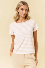 Load image into Gallery viewer, Soft Stripe Boat Neck Short Sleeve Top
