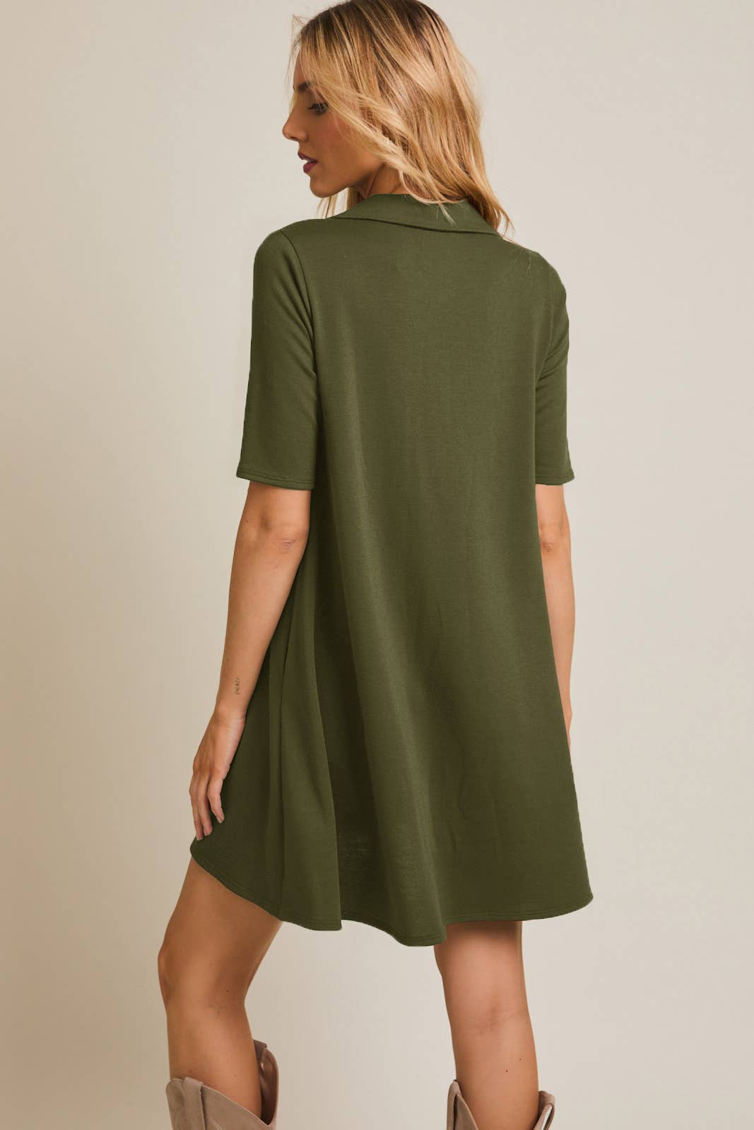 Half Sleeve Polo Mini Dress