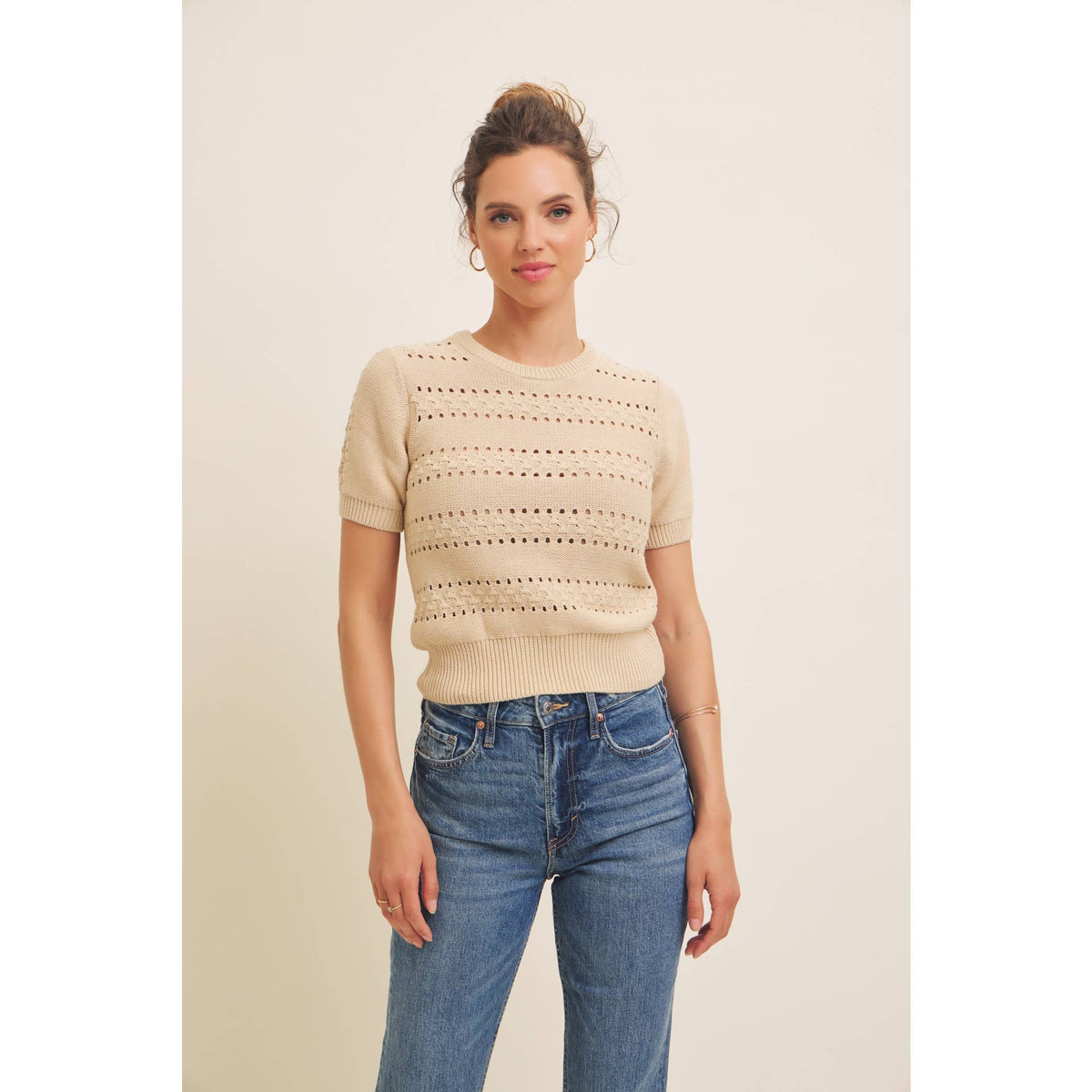 Pointelle Cotton Sweater Top