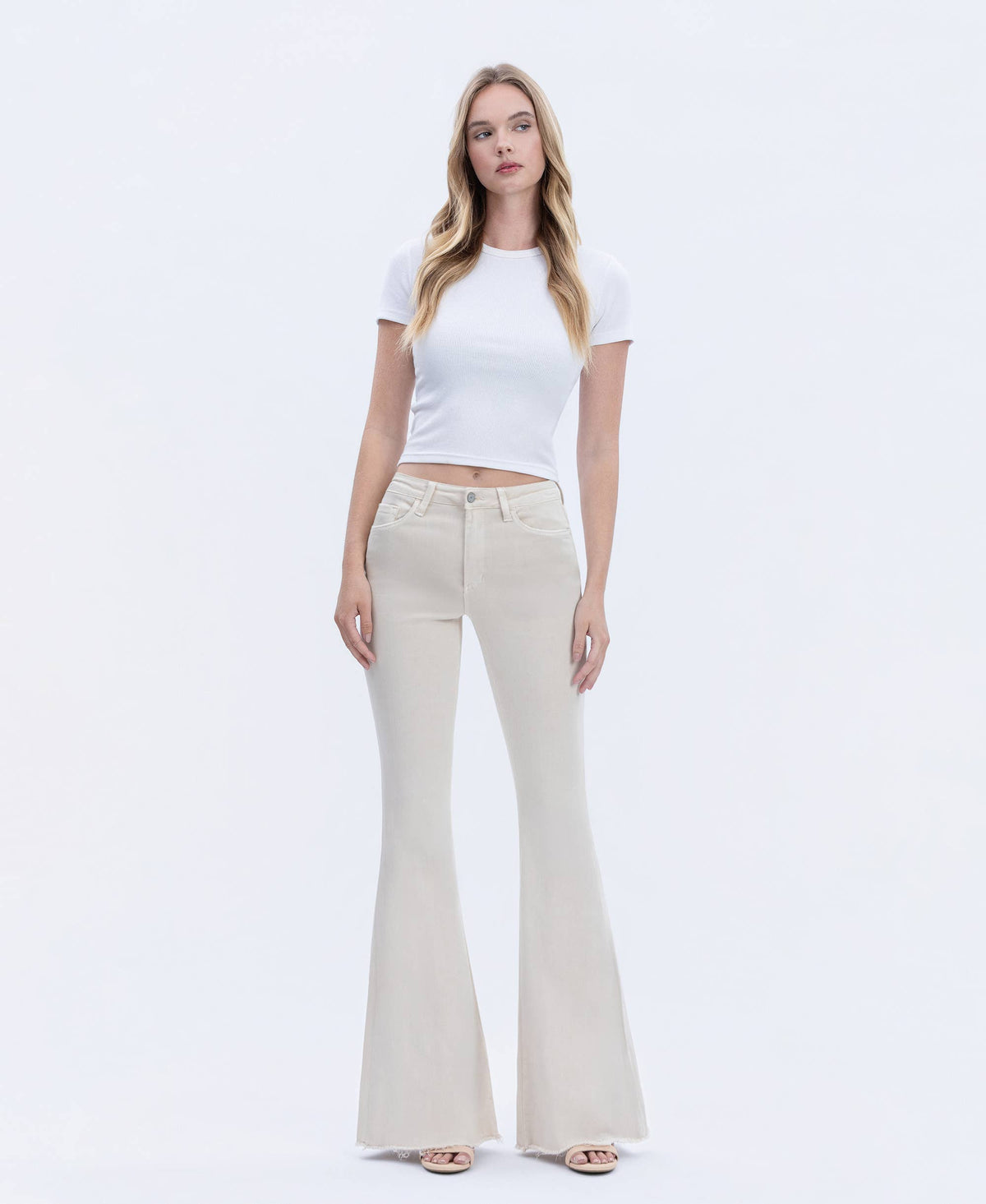 Bella High Rise Raw Hem Super Flare Jeans