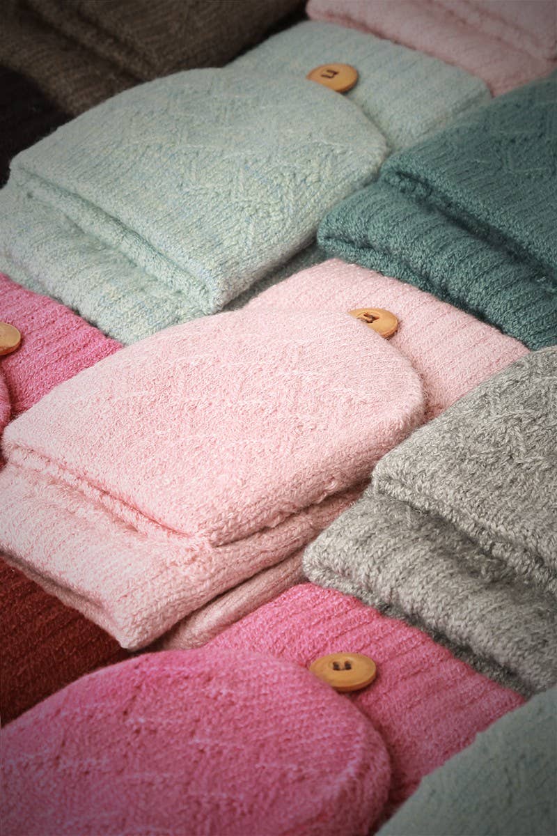 Solid Knit Convertible Fingerless Mittens Gloves