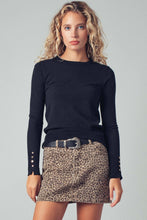 Load image into Gallery viewer, Polished Button Cuff Slim Knit Top
