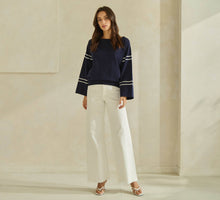 Load image into Gallery viewer, Boat Neck Striped Knit Sweater
