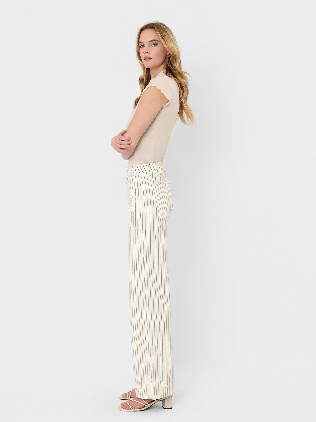 Olivia High Rise Striped Wide Leg Jeans