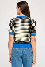 Load image into Gallery viewer, Striped Contrast Trim Short Sleeve Sweater
