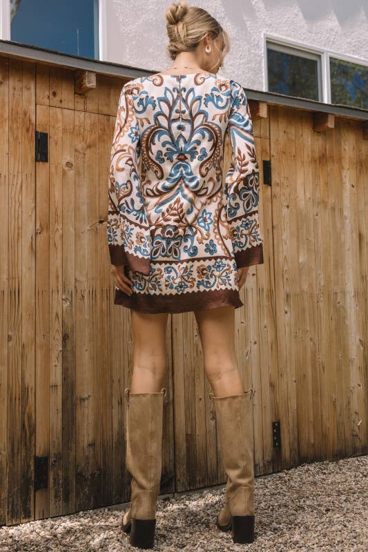 Border Print Mini Dress