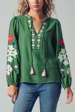 Load image into Gallery viewer, Embroidered Tassel Tie Top
