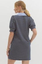 Load image into Gallery viewer, Striped Knit Collared V-Neck Mini Dress
