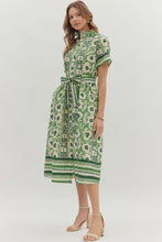 Load image into Gallery viewer, Short Sleeve Floral Border Print Midi Dress
