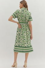 Load image into Gallery viewer, Short Sleeve Floral Border Print Midi Dress
