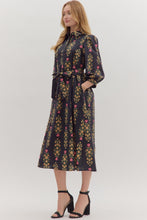Load image into Gallery viewer, Botanical Print Tie Waist Midi Dress
