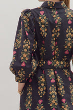 Load image into Gallery viewer, Botanical Print Tie Waist Midi Dress
