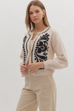 Load image into Gallery viewer, Embroidered Front Button Down Cardigan Sweater
