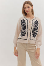 Load image into Gallery viewer, Embroidered Front Button Down Cardigan Sweater
